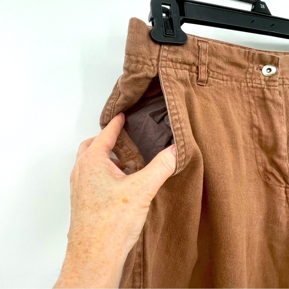 Alexandra Bartlett Linen Wide-Leg Pants – Brown, Size 2 - Picture 3 of 9